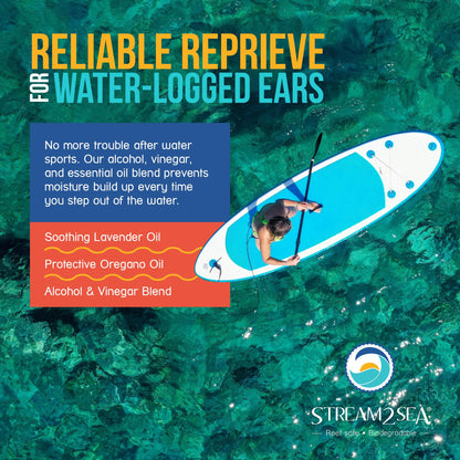Stream2Sea Water Sport Ear Rinse (3 Pack) – Biodegradable Ear Drops with Oregano & Lavender Oils