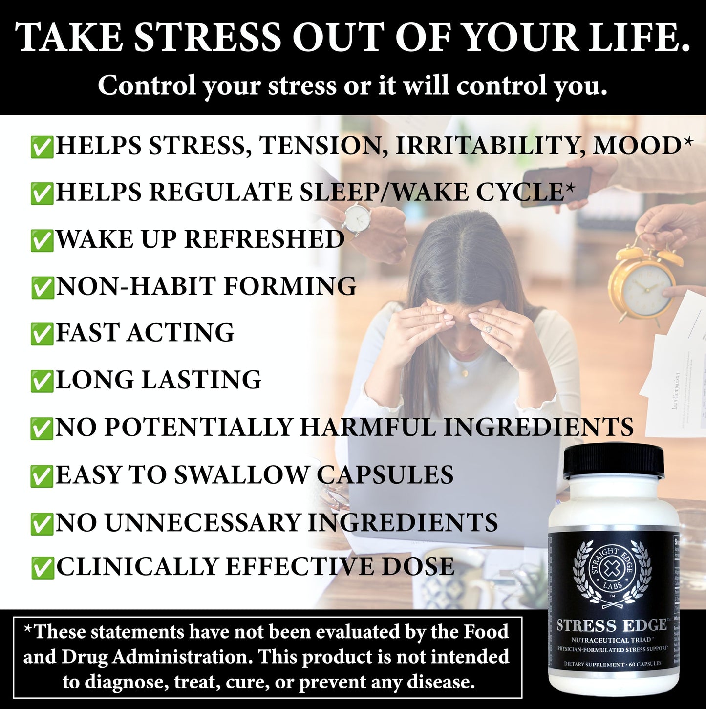 Stress Edge Stress Relief Supplement | Natural Mood Support (30 Servings)