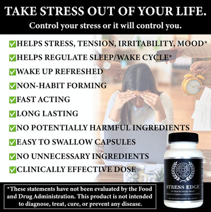 Stress Edge Stress Relief Supplement | Natural Mood Support (30 Servings)
