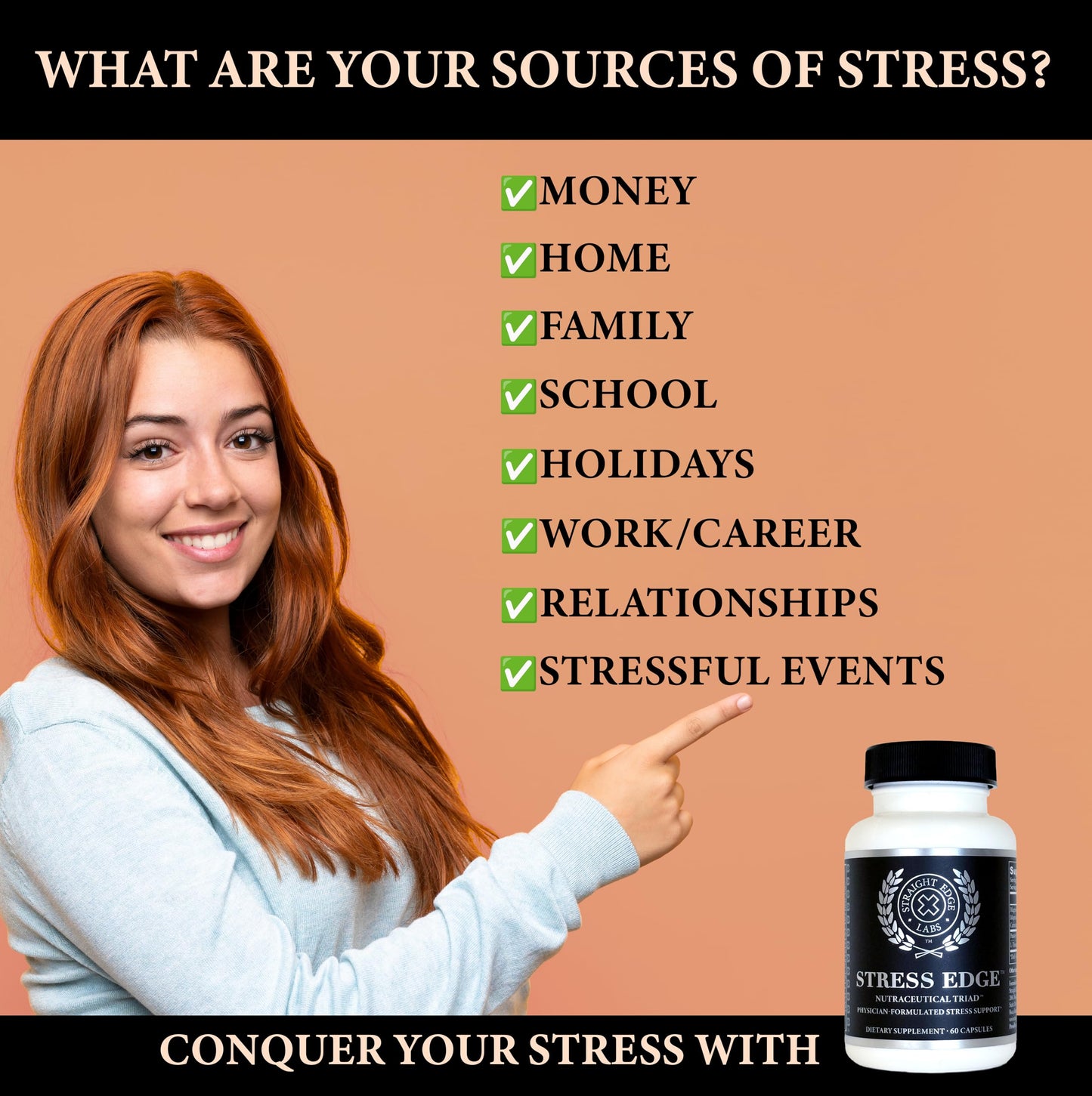 Stress Edge Stress Relief Supplement | Natural Mood Support (30 Servings)