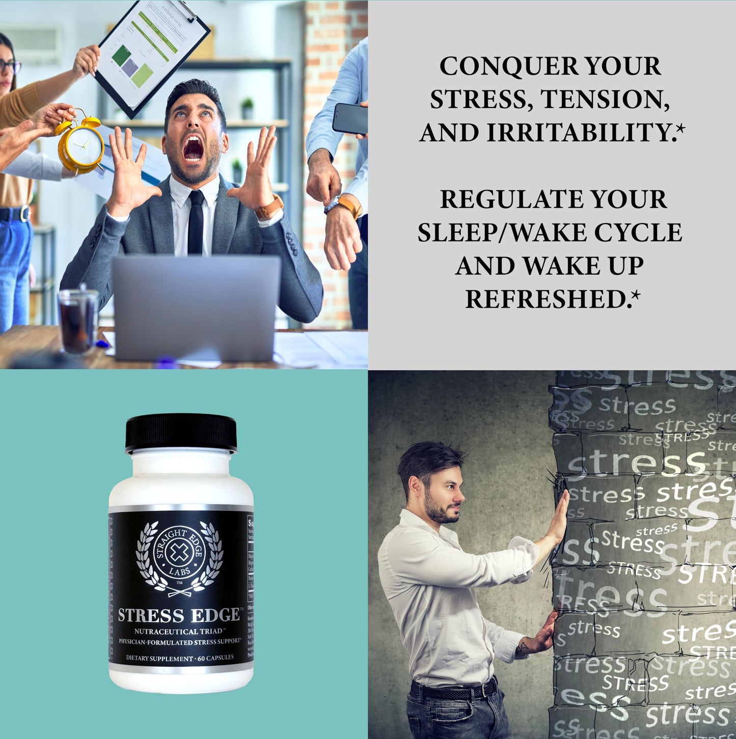 Stress Edge Stress Relief Supplement | Natural Mood Support (30 Servings)