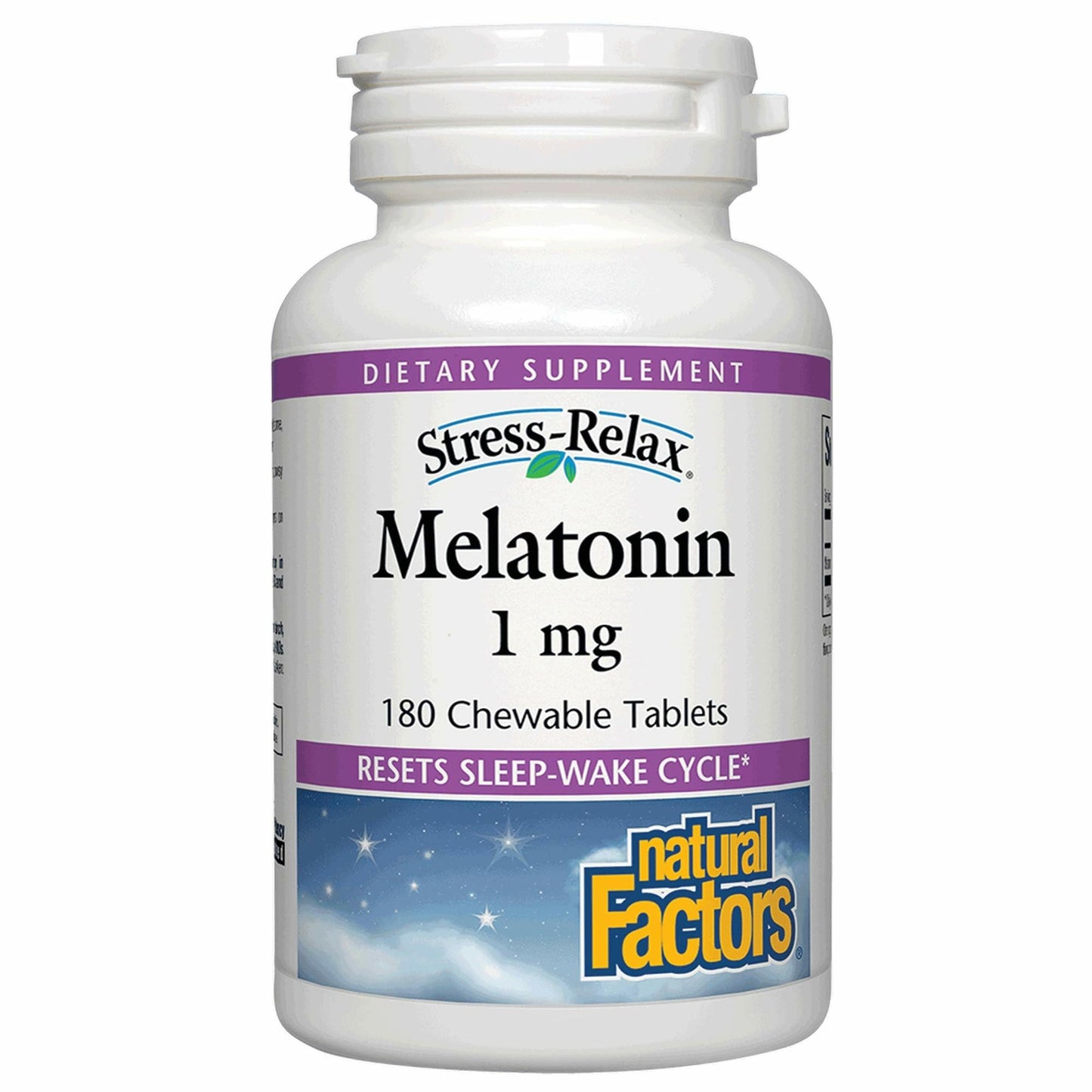 Stress-Relax Melatonin 1 mg – Natural Sleep Aid, Peppermint Flavor (180 Chewables)