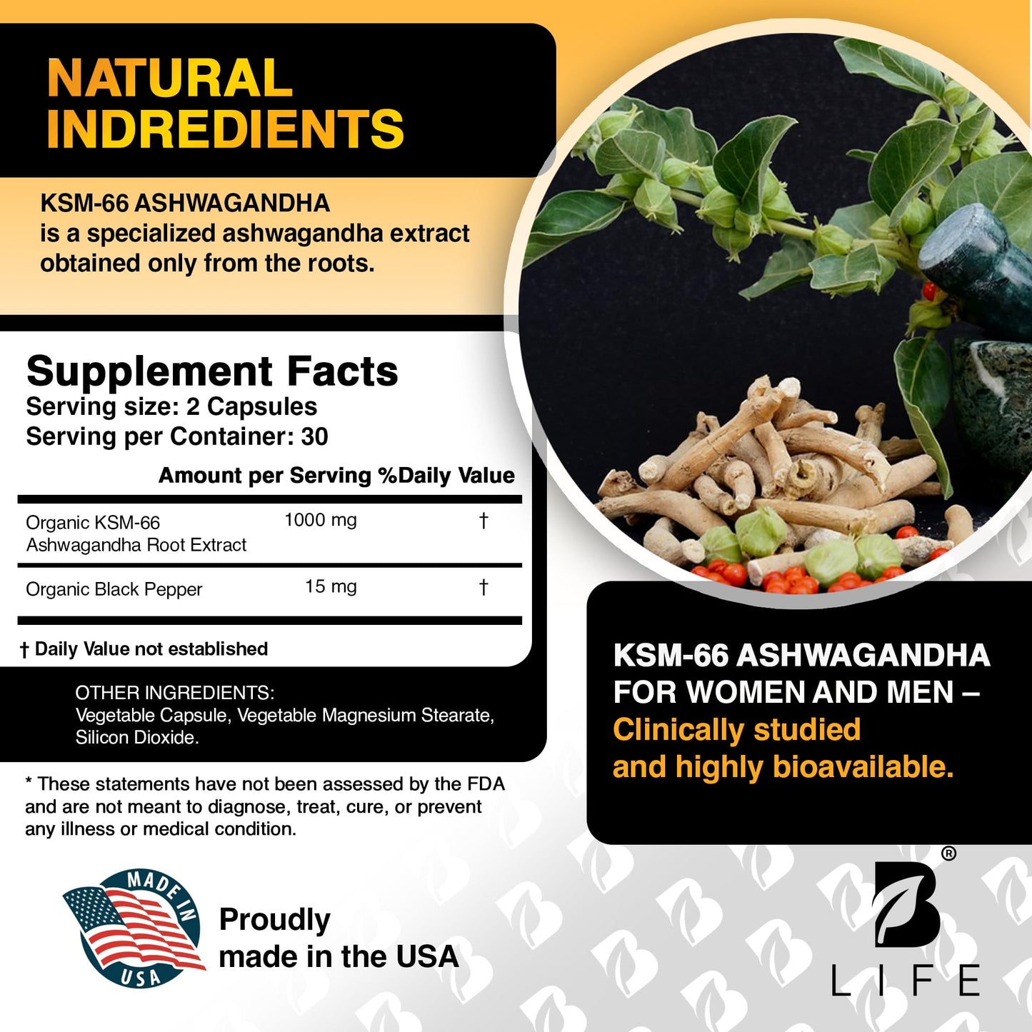 Organic Ashwagandha KSM-66 1000 mg Supplement | Adaptogen for Cortisol Support & Stress Relief | Mood, Calm & Sleep Aid for Men & Women | Ashwagandha ritual vitamins for women | 60 Vegan Caps
