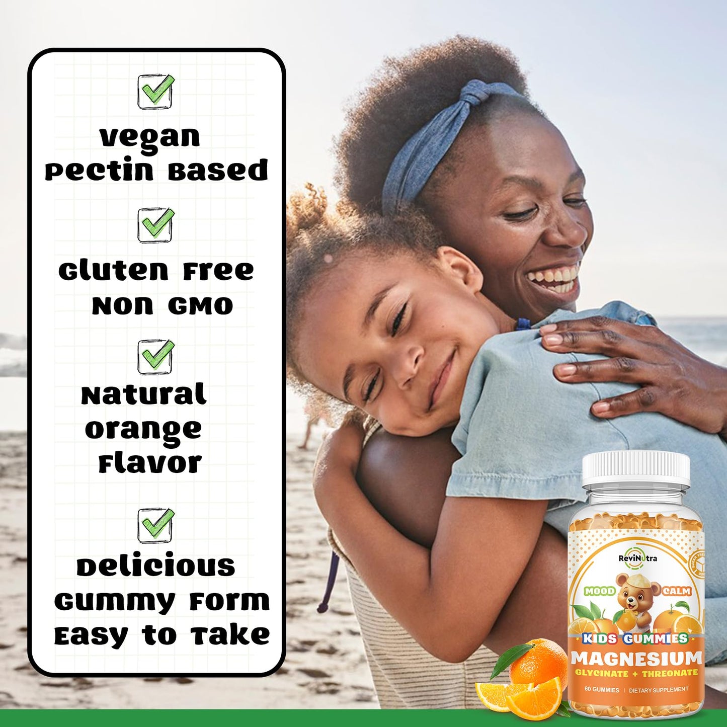 Magnesium Complex Gummies for Kids & Adults – Vegan, Sugar-Free Orange Flavor, 60 Gummies
