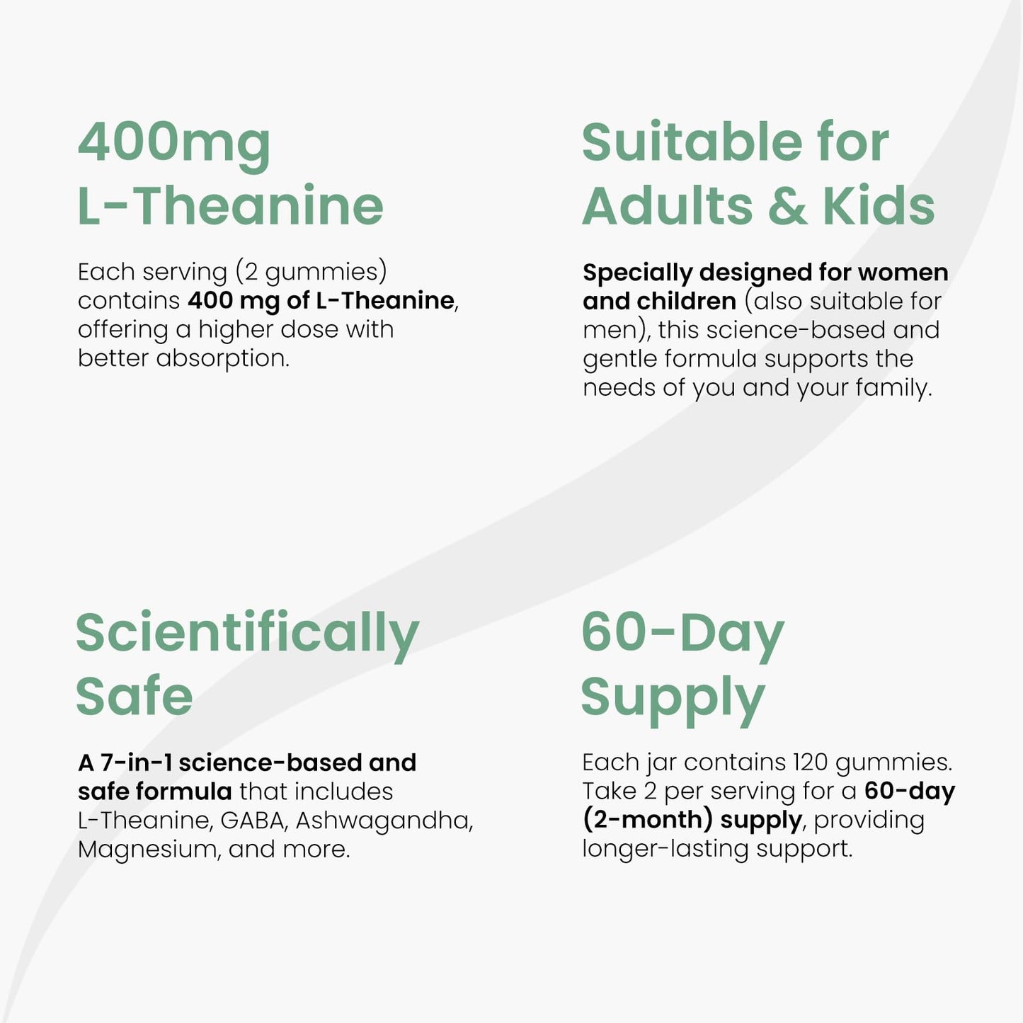 Stress Support Gummies for Kids & Adults | L-Theanine 400mg, Magnesium, GABA & Ashwagandha