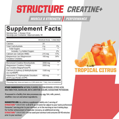 Undefined Nutrition Structure Creatine+ by Brian Shaw – 30 Servings, Tropical Citrus