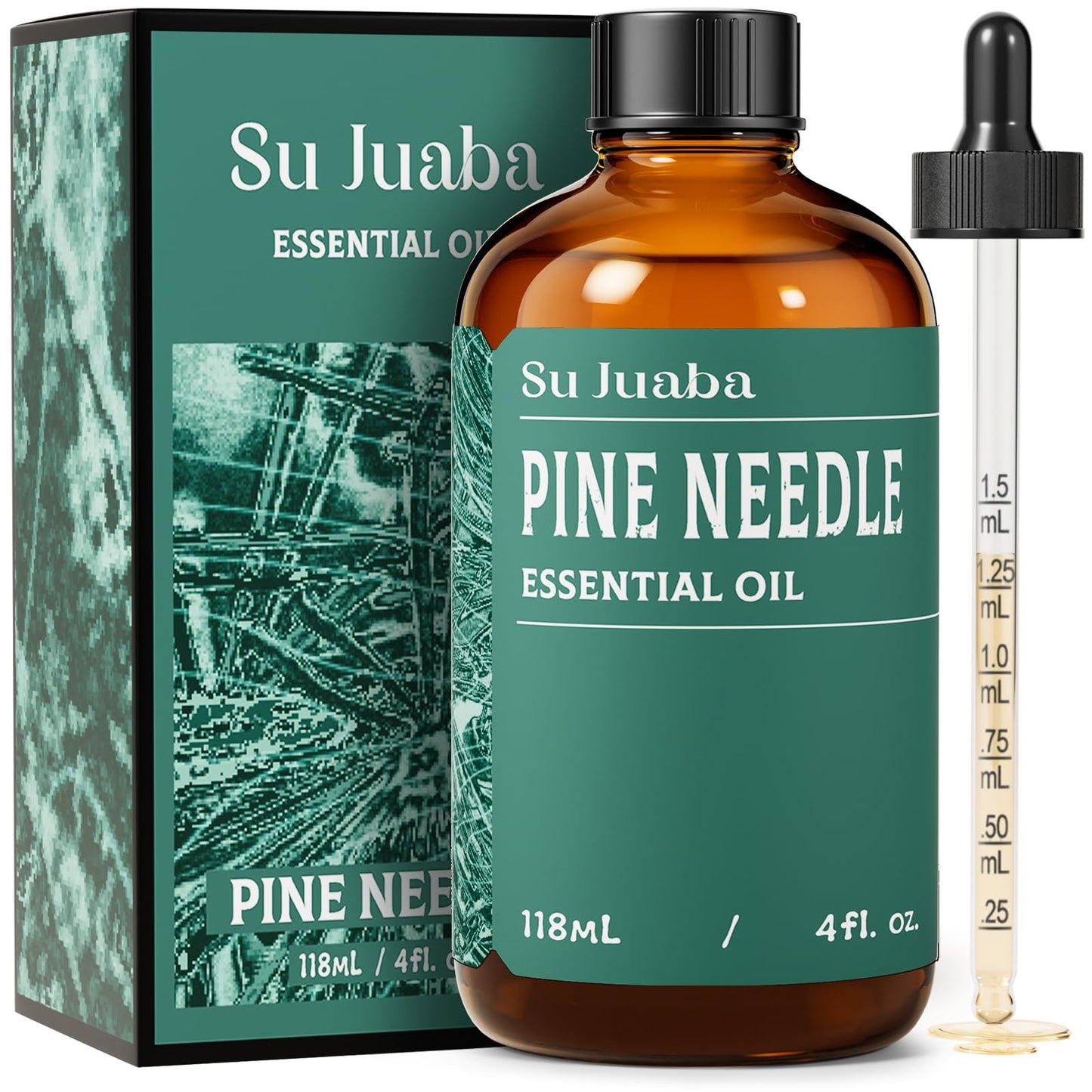 SU JUABA Pine Needle Essential Oil - 4 fl oz / 118 ml - 100% Natural Aromatherapy for Diffuser, Skin, Hair, Candles & Soap