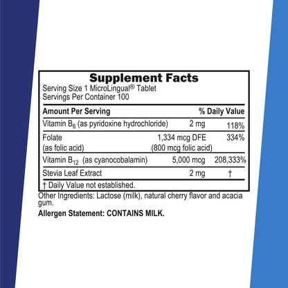 Superior Source No Shot B12 5000 mcg + B6 & Folic Acid – Sublingual Tablets (100)