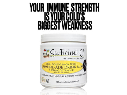 Sufficient-C High-Dose Vitamin C Lemon Peach Immune-Ade – 125g, Non-GMO