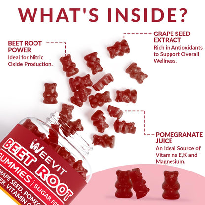 Sugar Free Beet Gummies with Grape Seed, Pomegranate & Vitamin C | Nitric Oxide Booster