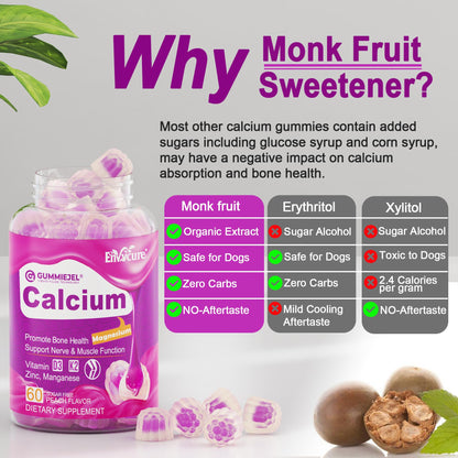 Sugar Free Calcium Citrate Gummies 1000mg – Vegan D3/K2 (60 ct)