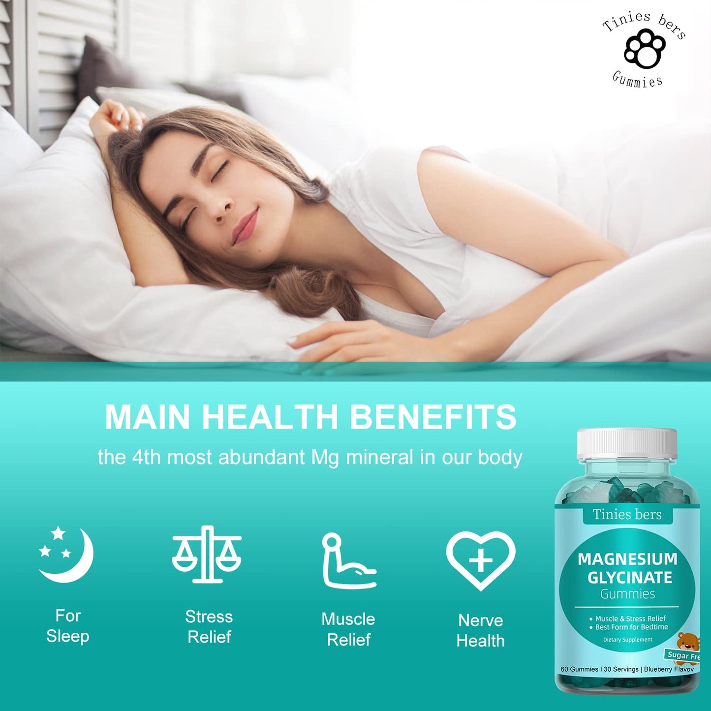 Magnesium Glycinate Gummies 500mg – Sugar Free, Vegan, 120-Count