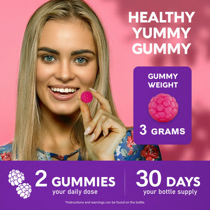 Biotin Gummies with Collagen - Hair, Skin & Nails | Sugar-Free, Mixed Berry, Pack of 2