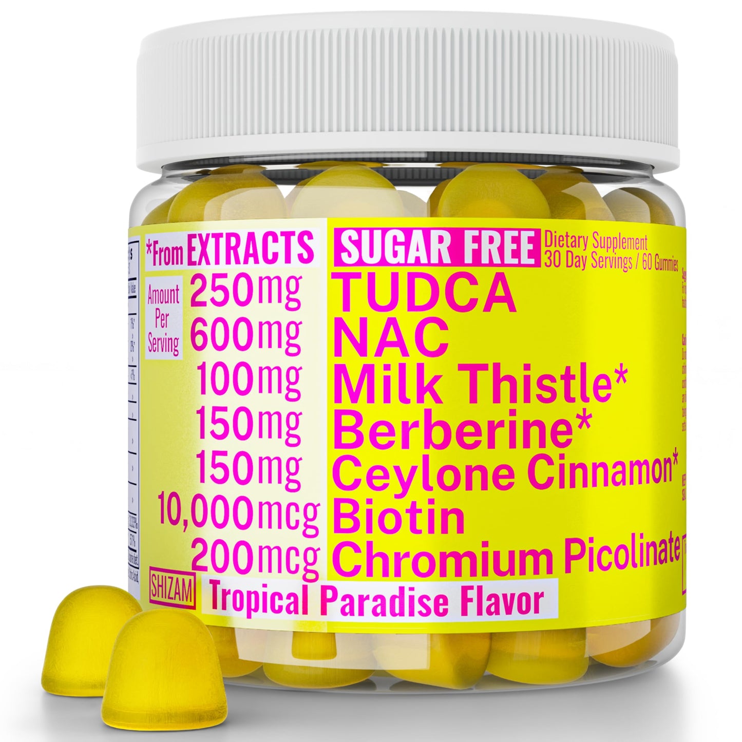 Sugar Free Gummies with TUDCA, NAC, Berberine & Cinnamon – 7-in-1 Health Gummies