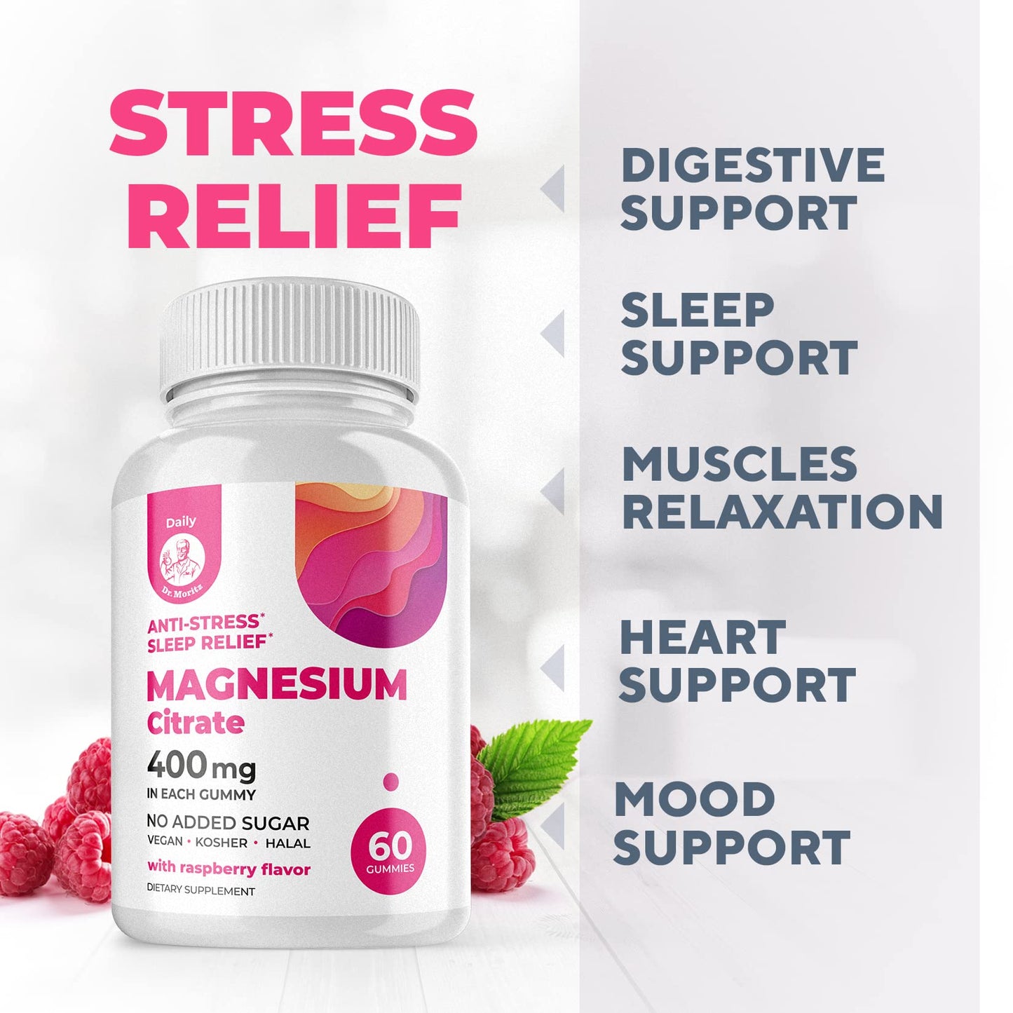 Magnesium Gummies Sugar-Free - Calm Sleep Support Magnesium Citrate Gummies (120 Count) for Kids & Adults