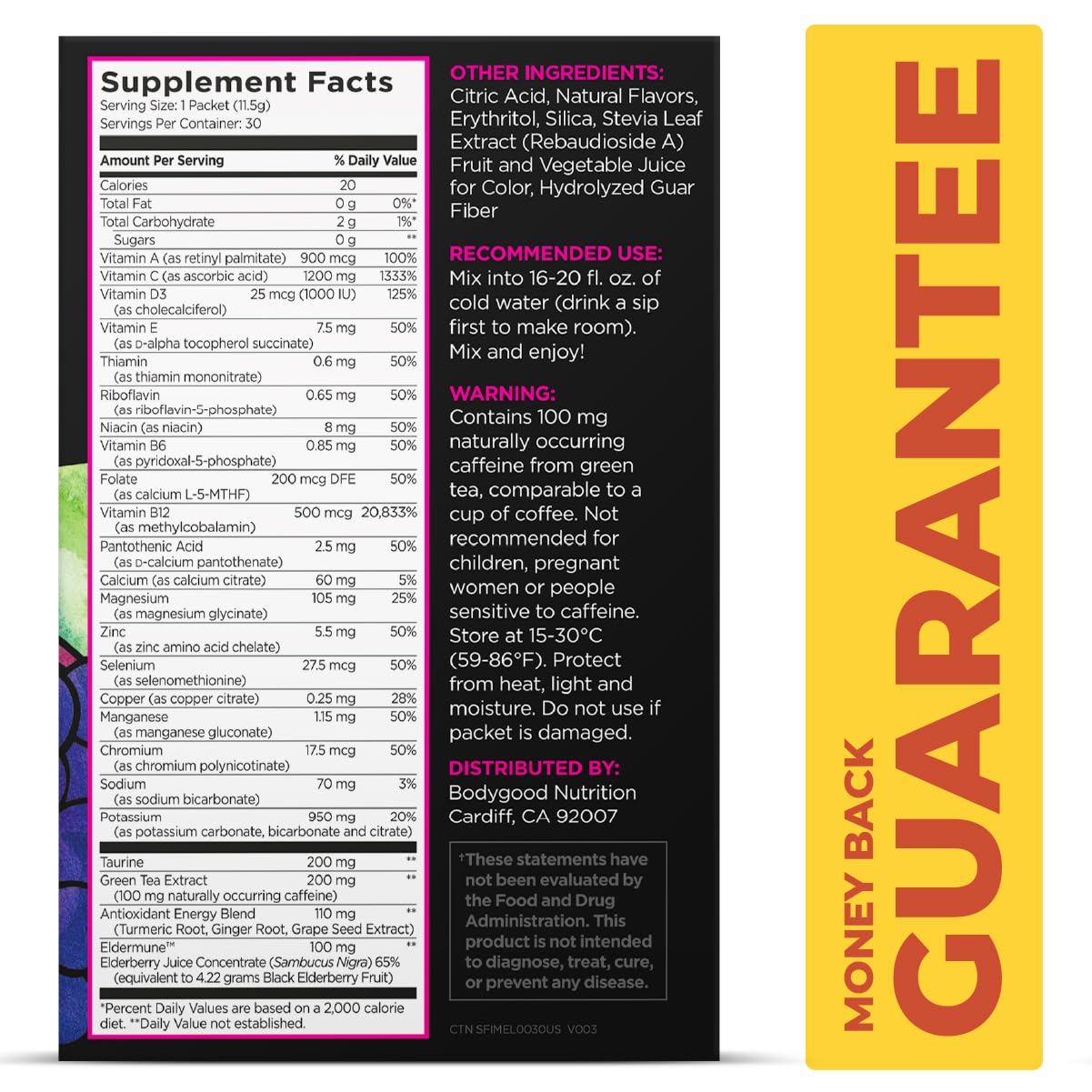 Pureboost Immune Clean Energy Booster - Elderberry Power, Vitamin C 1200 mg