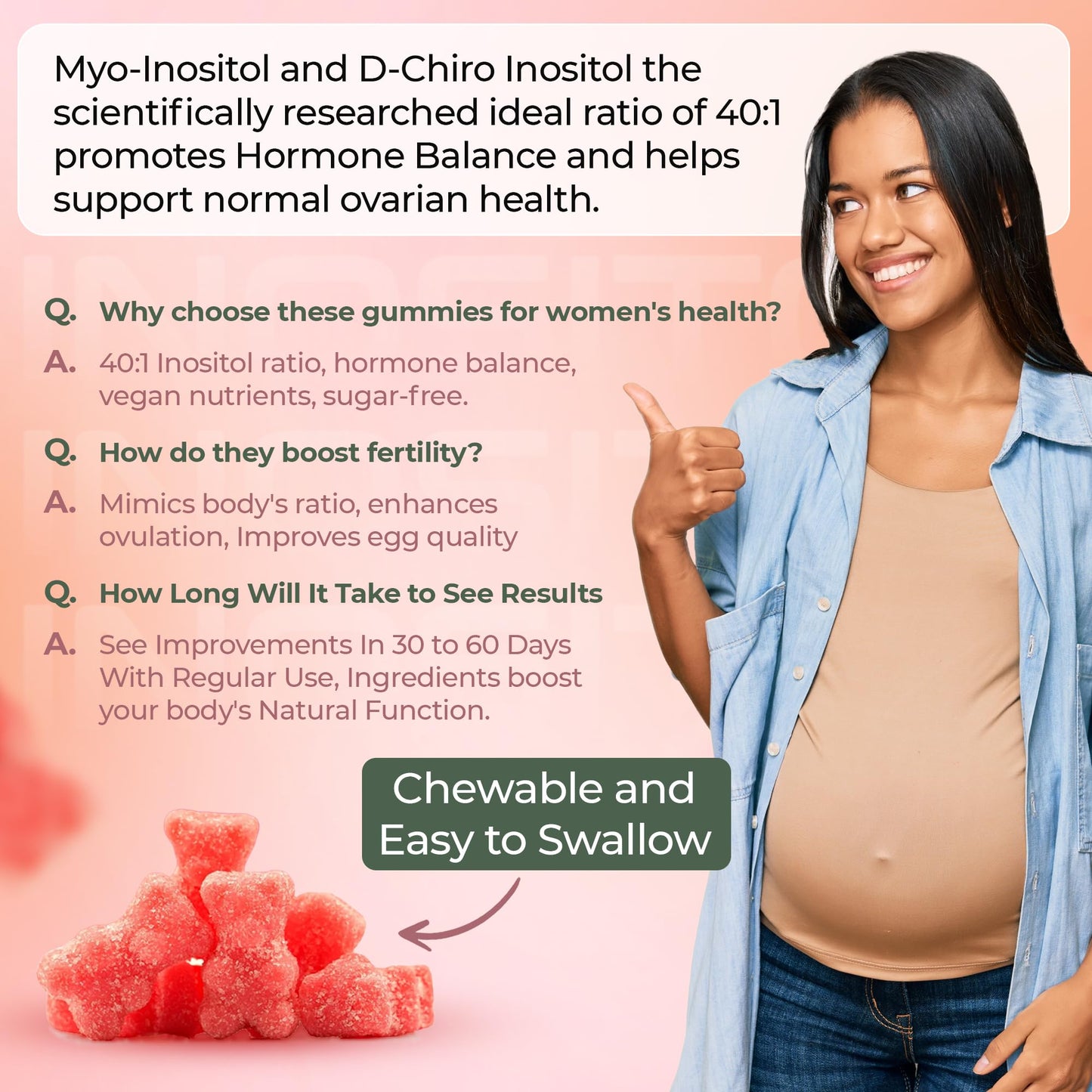 Myo-Inositol & D-Chiro Inositol Gummies with Ashwagandha - PCOS Support (40:1) 120 Gummies