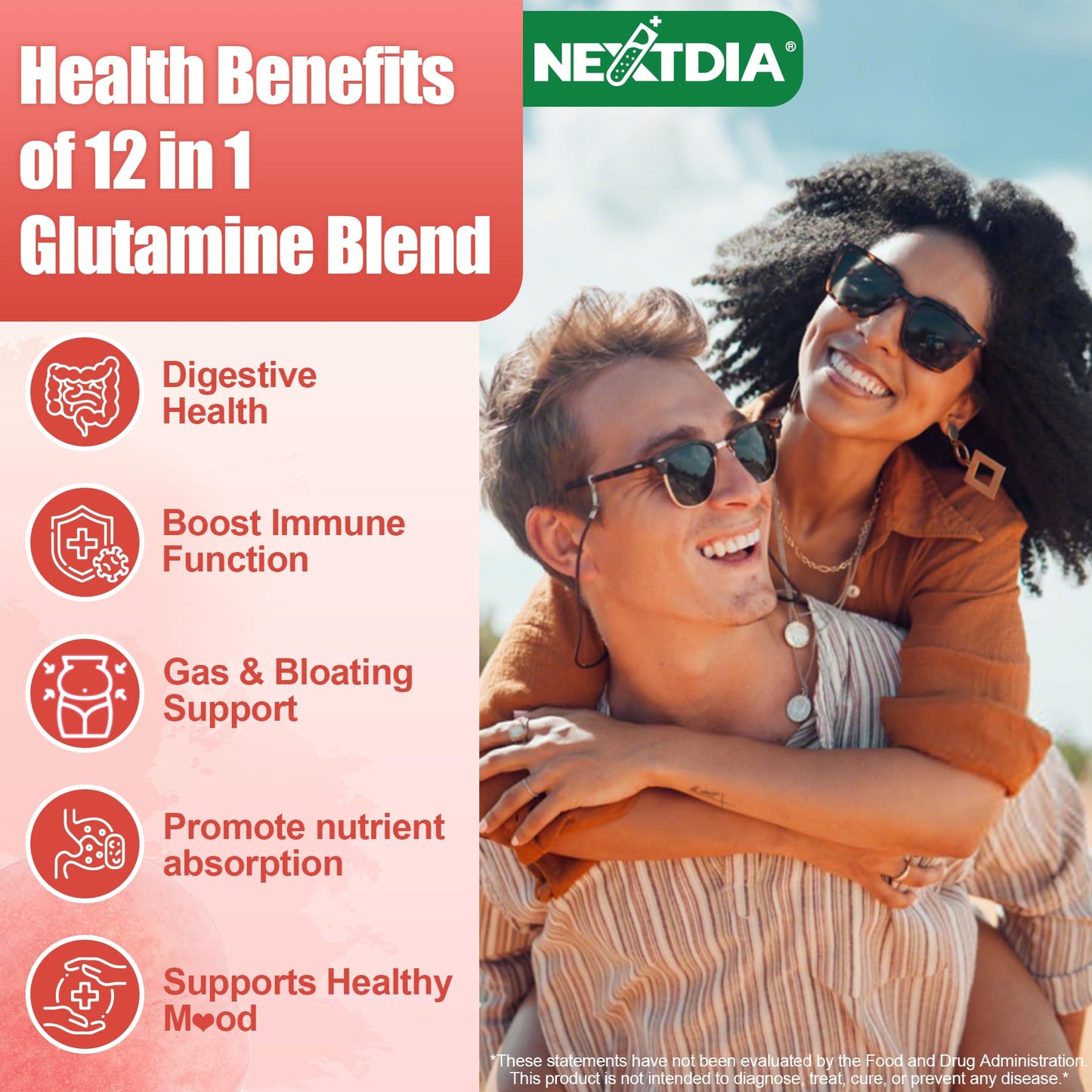 L-Glutamine 1200mg Gut & Immune Support Gummies – Sugar-Free, Vegan, 60 Count
