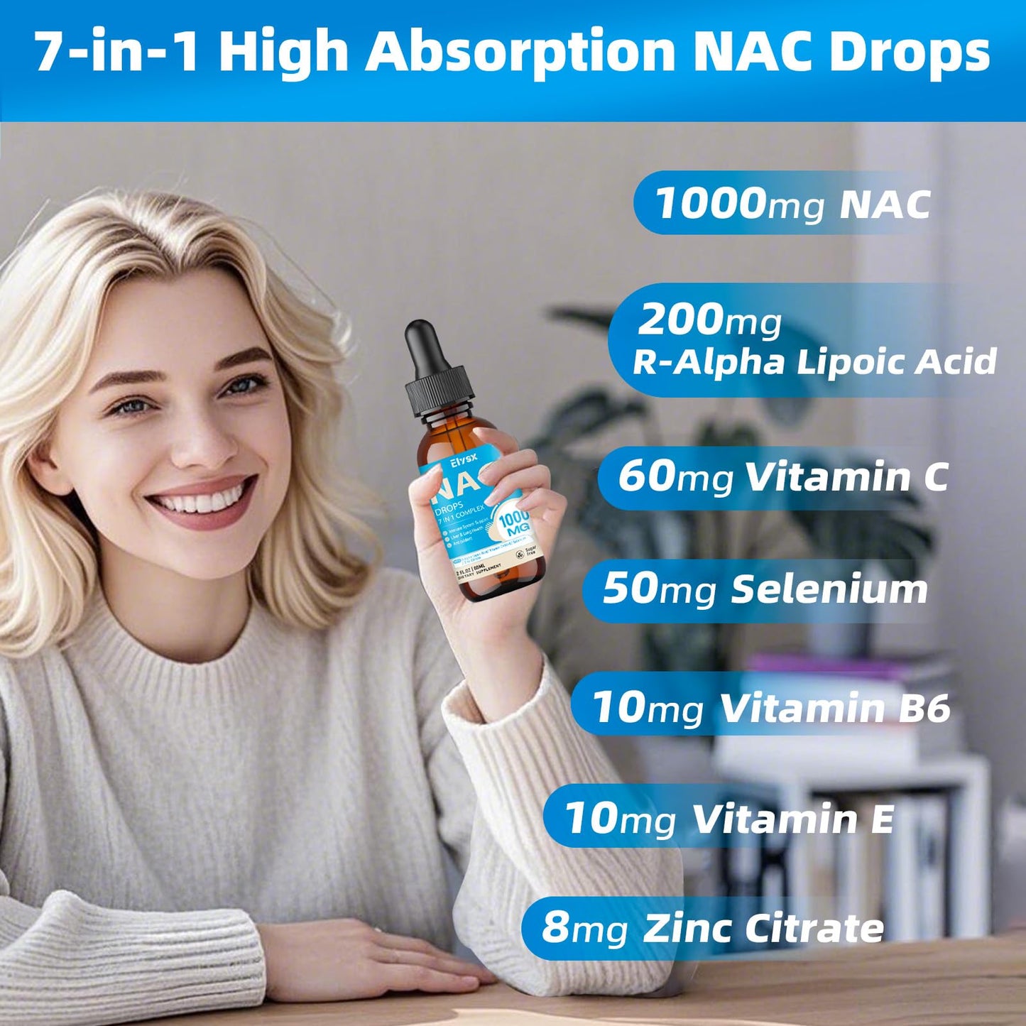 Liquid NAC Drops 1000mg with Alpha Lipoic Acid | Immune Support for Adults & Kids | 2 oz Lemon