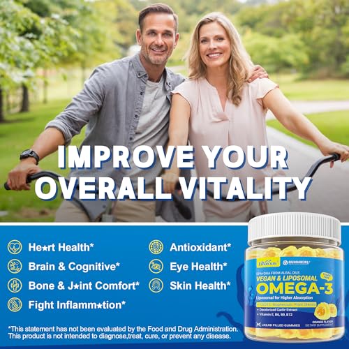 Vegan Omega-3 Gummies 1000mg with CoQ10 & Magnesium - EPA 600mg / DHA 400mg (Algae Liposomal)