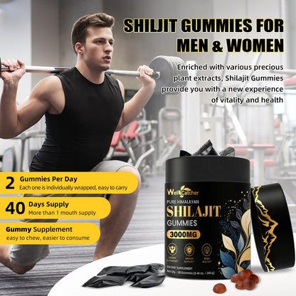 Shilajit Gummies for Men & Women — Pure Himalayan Shilajit with Ashwagandha, 85+ Minerals, No Sugar, 40 Servings