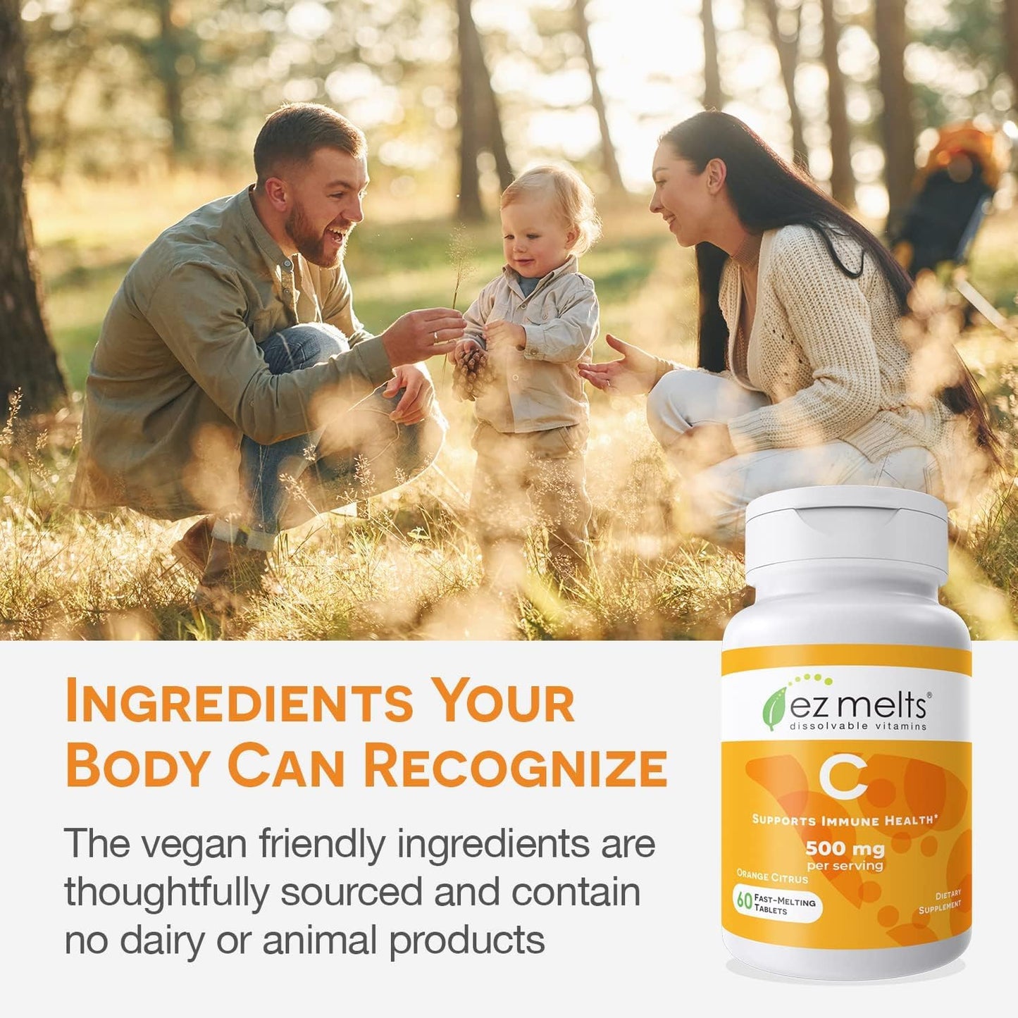 EZ Melts Dissolvable Vitamin C 500 mg – Sugar-Free, 2 Pack