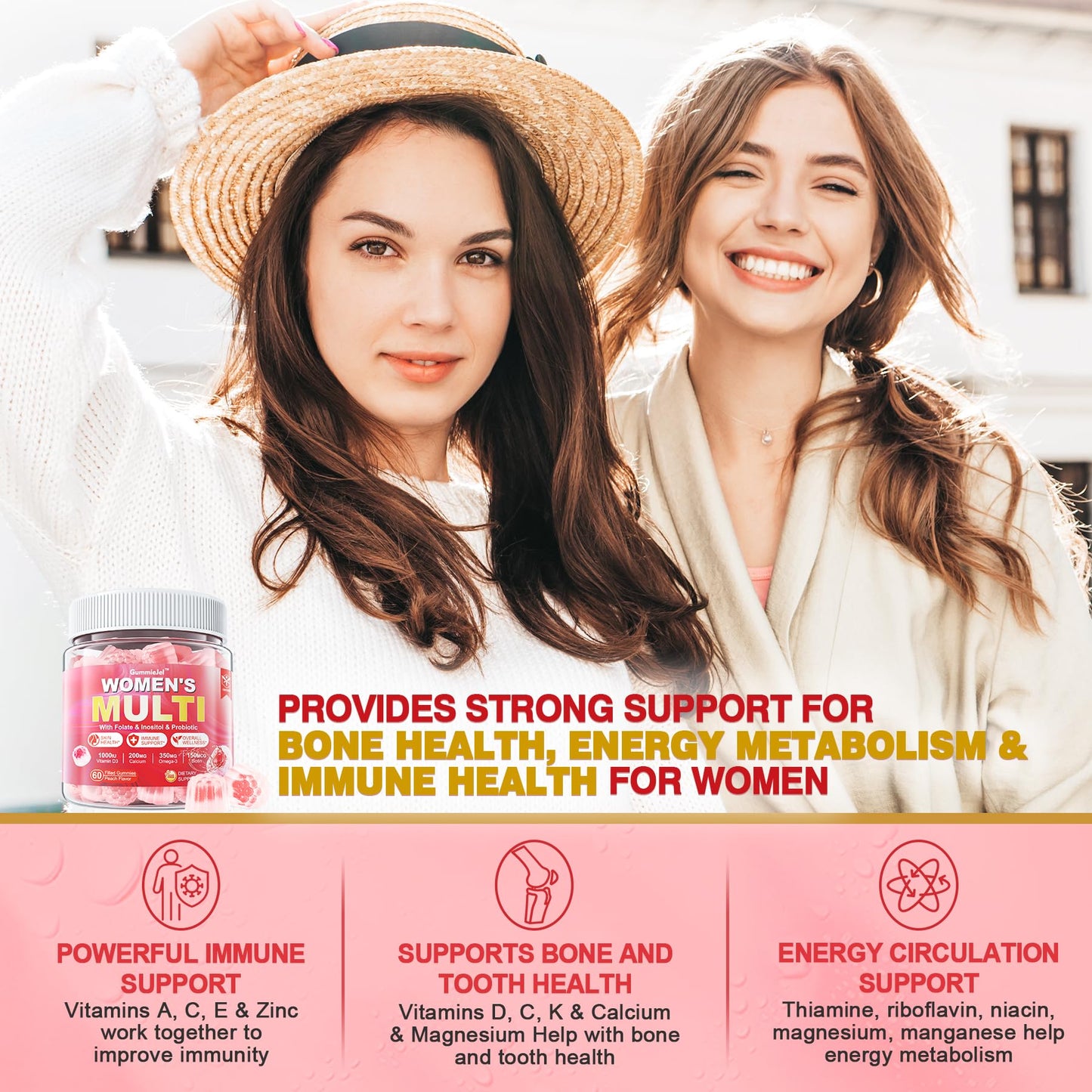 Sugar-Free Women's Multivitamin Gummies – Methylated Multivitamin with Omega-3, Enzymes & Antioxidants (60 ct)
