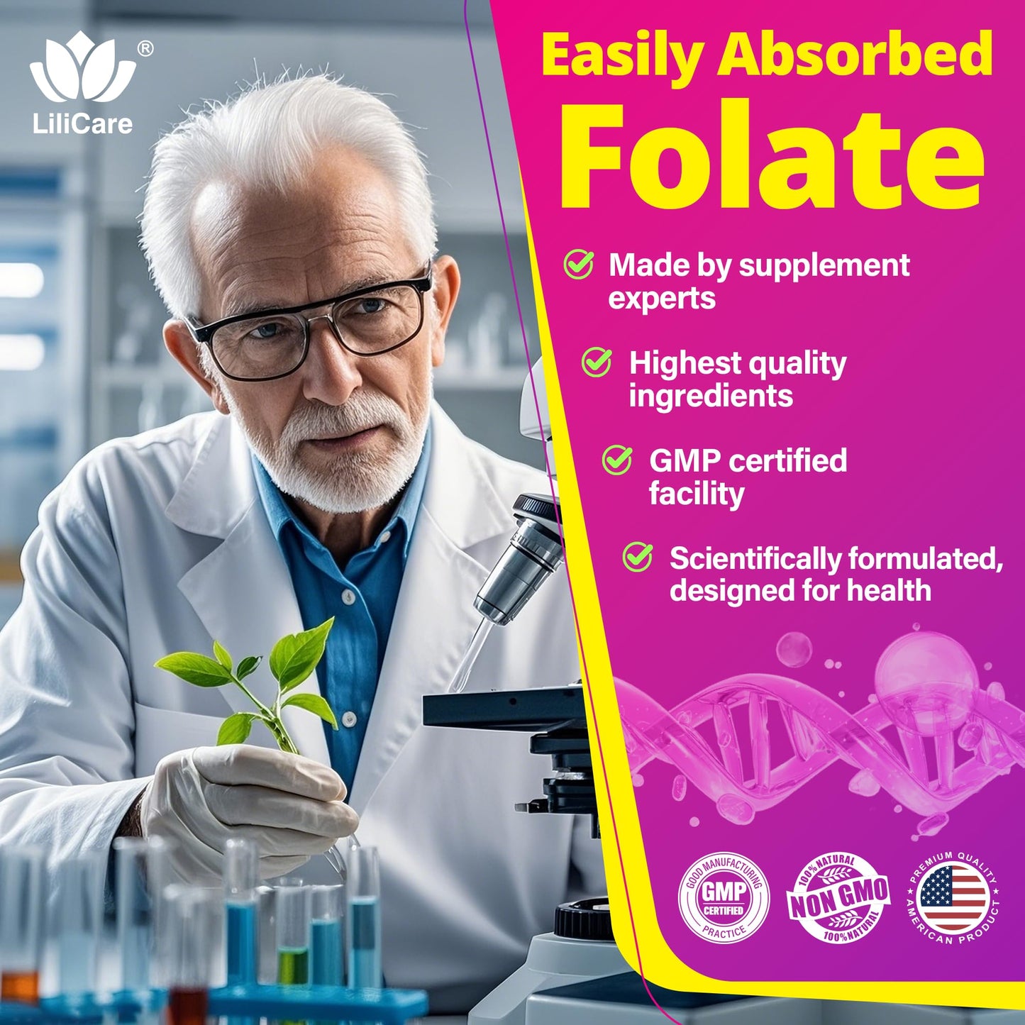 L-MethylFolate Gummies – 15mg/7.5mg + Methyl B12 | Methylated B Complex, Folate, B6, Magnesium | Sugar Free