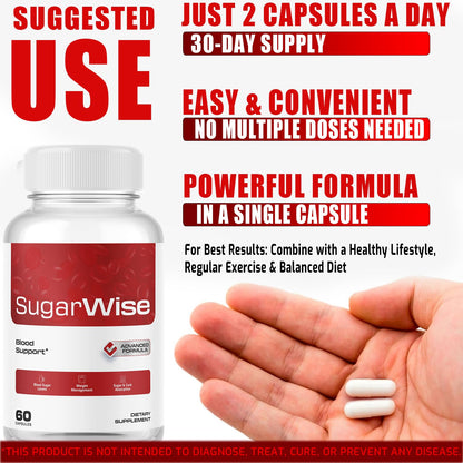 SugarWise 2-Pack Capsules - Official Support Pills & Premium Formula