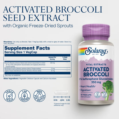 SOLARAY Activated Broccoli Seed Extract 350 mg | 10% SGS | Antioxidant & Heart Support | Vegan