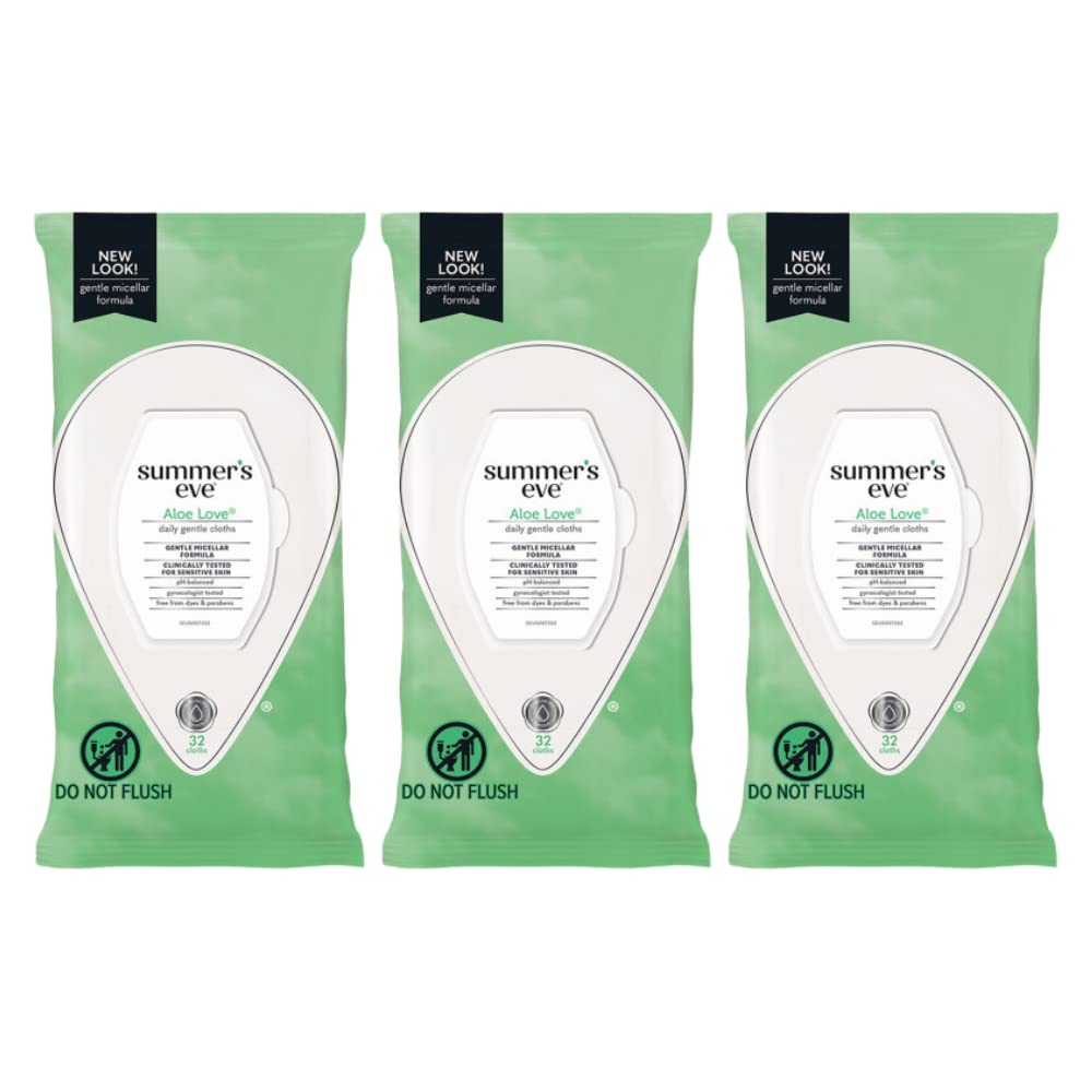 Summer's Eve Aloe Love Cleansing Cloths – 3 x 32-Count Packs