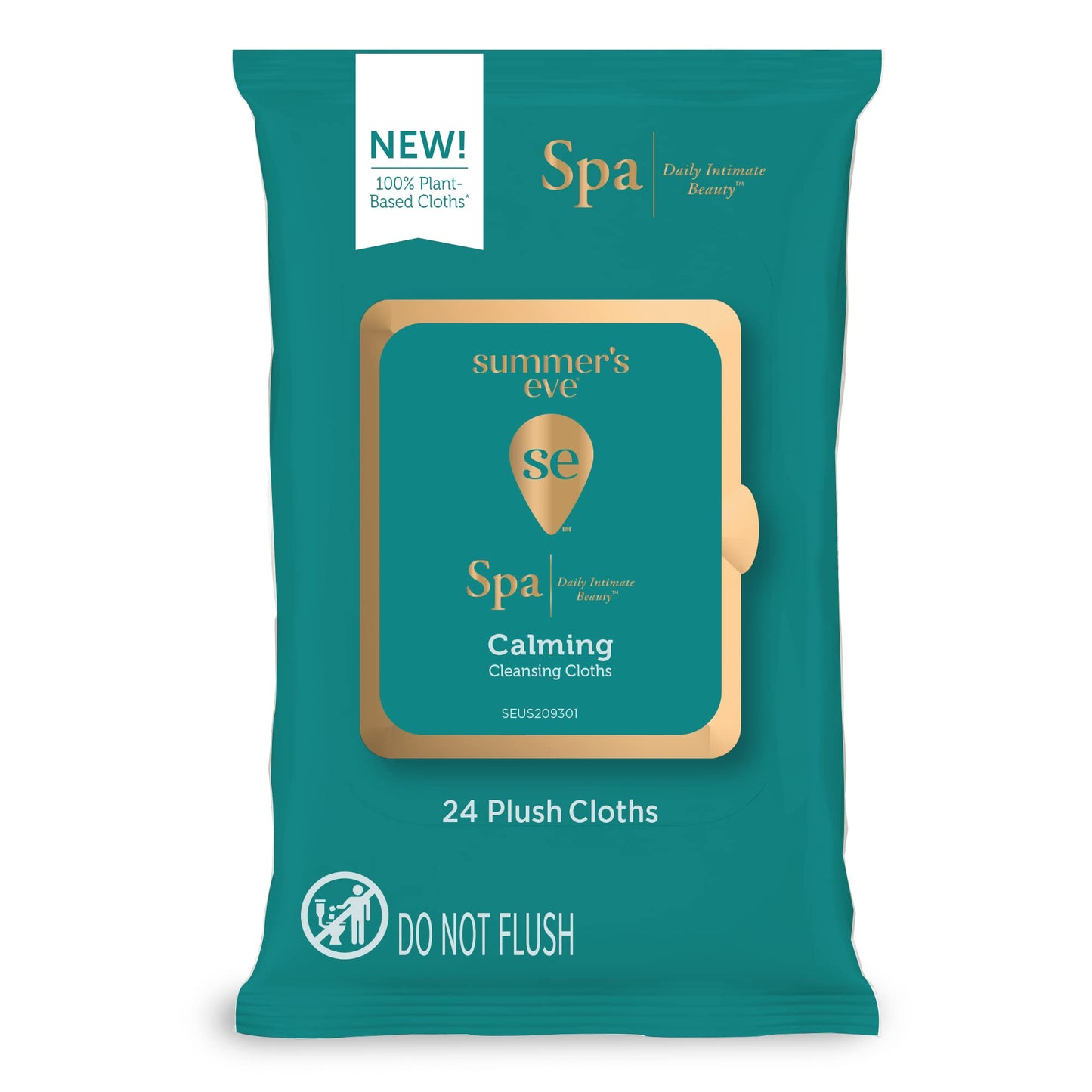Summer's Eve Spa Calming Chamomile Feminine Wipes, 24 Count – 100% Plant Based, pH Balanced Plush Cloths