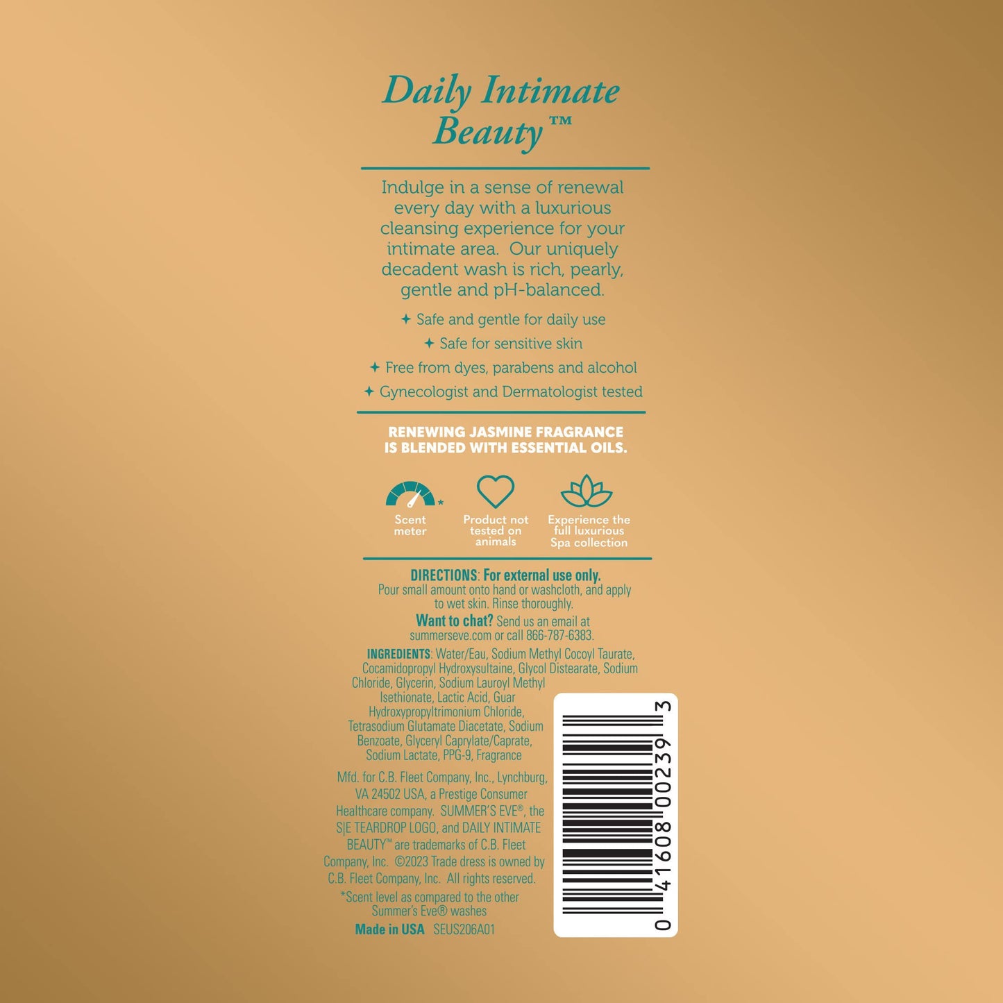 Summer's Eve Spa Daily Intimate Wash - Renewing Jasmine, pH-Balanced, 12 oz