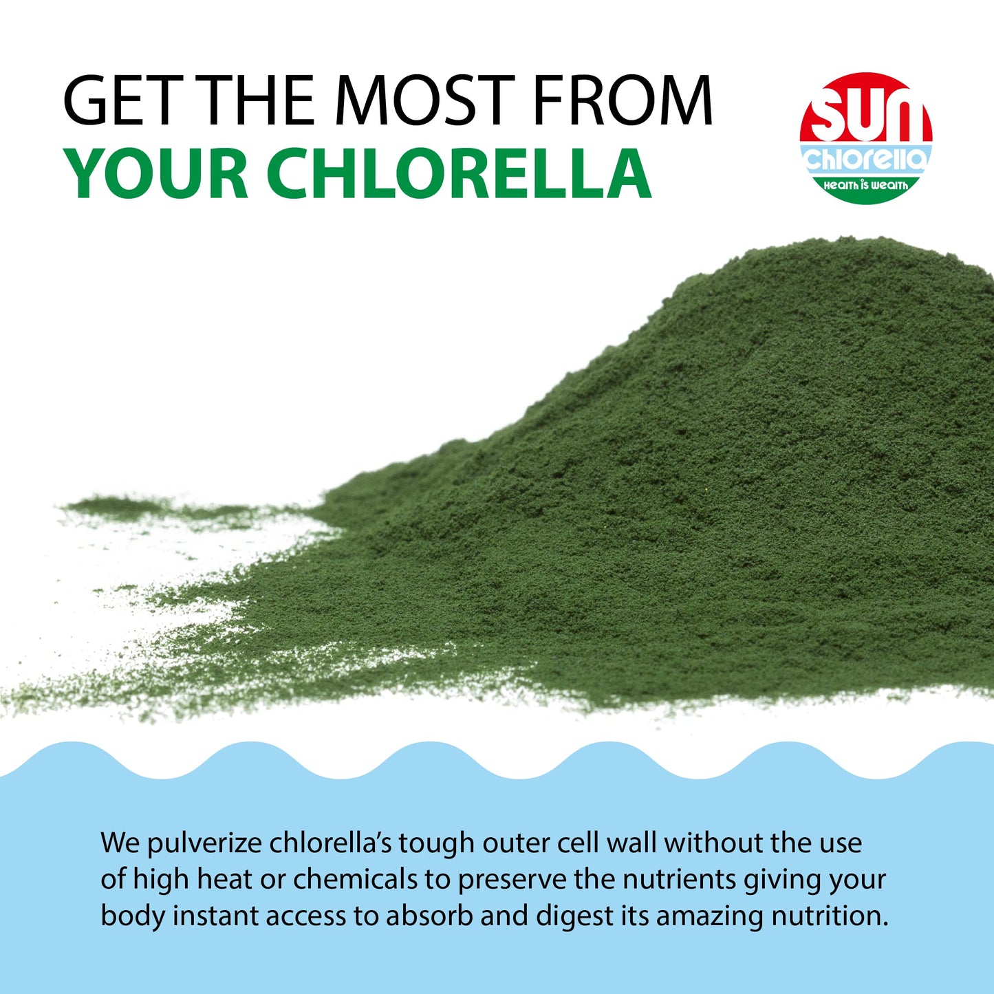 Sun Chlorella Powder Green Algae Superfood – Immune Support, Gut Health & Natural Energy | Non-GMO | 30 Packets