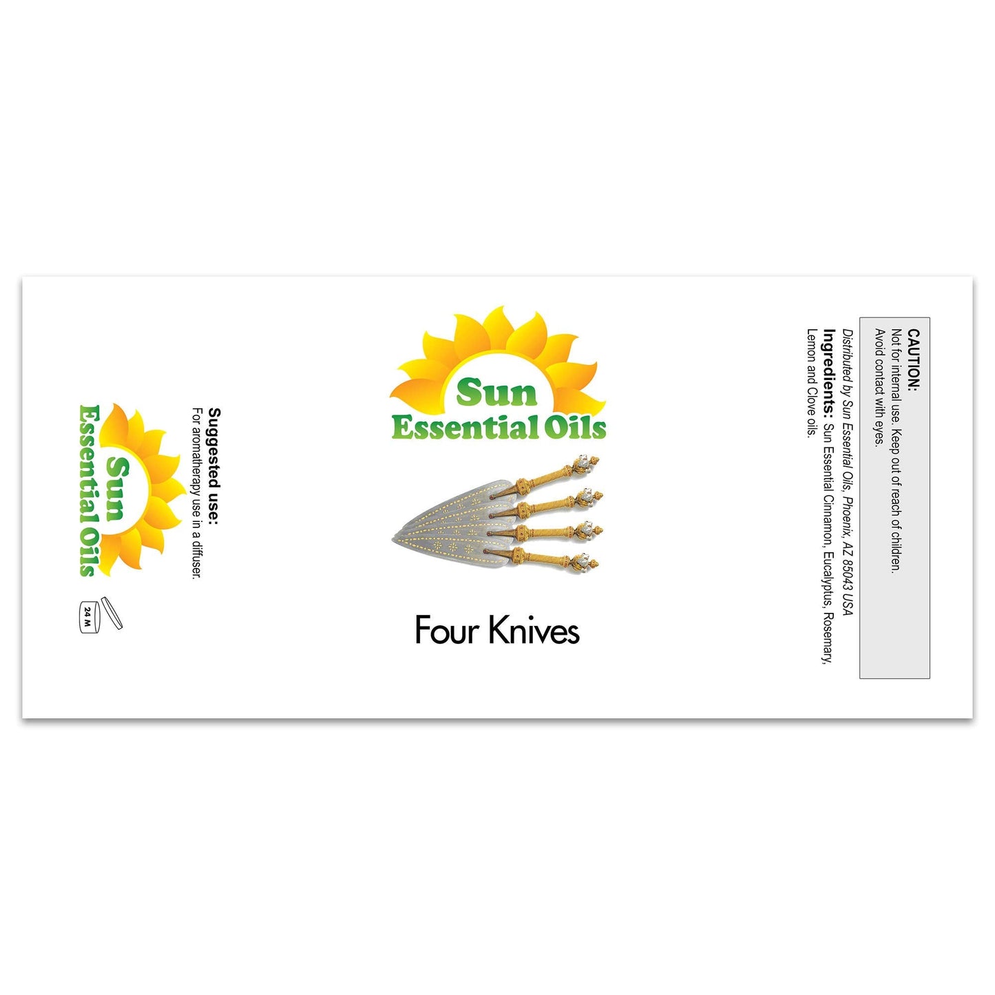Sun Essential Oils – Four Knives Blend 16 oz | Eucalyptus, Clove, Rosemary, Lemon & Cassia – Spicy Aroma