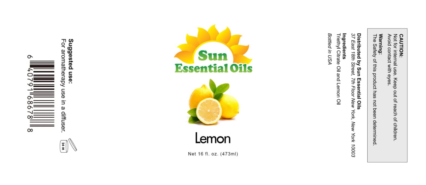 Sun Essential Oils Lemon Essential Oil 16 oz – Aromatherapy, Diffuser, Cleaning & Candle Making