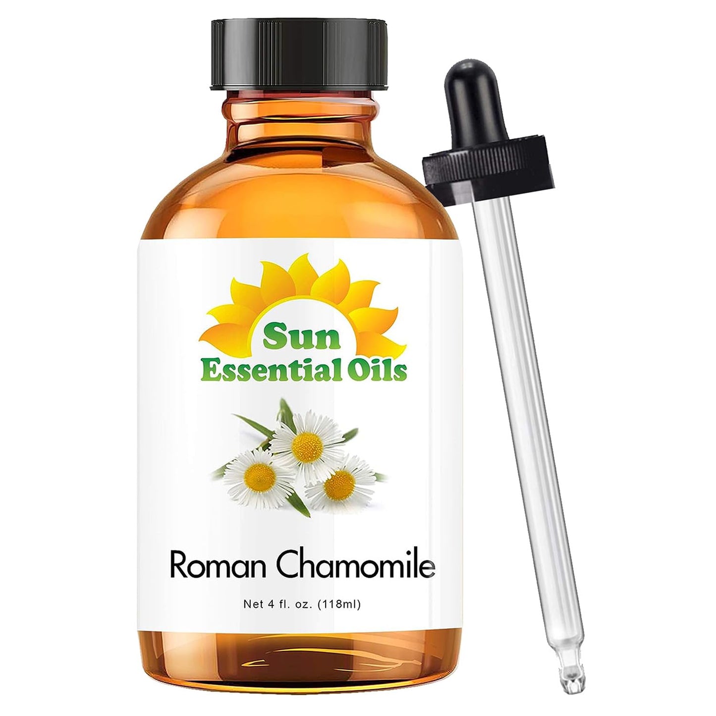 Sun Essential Oils Roman Chamomile Oil 4 oz for Diffuser & DIY Aromatherapy