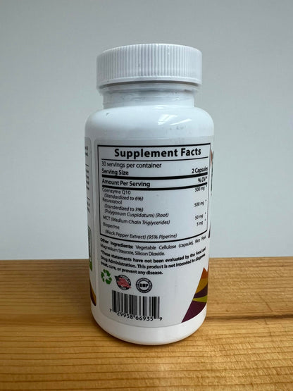 Sundhed Natural CoQ10 and Resveratrol Capsules - Powerful Antioxidant (Pack of 2)