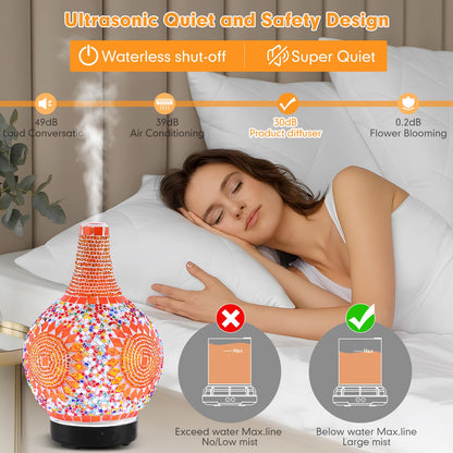 Mosaic Glass Diffuser - Tiffany Style Aromatherapy with 7-Color LED