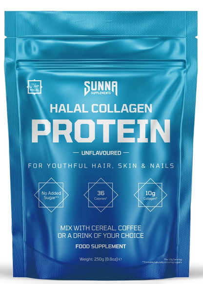 SUNNA SUPPLEMENTS Grass-Fed Halal Collagen Powder – Type I & III Peptides for Hair, Skin, Nails & Joints | Unflavored