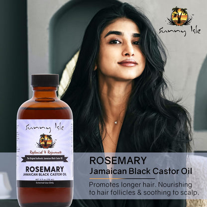 Sunny Isle Rosemary Jamaican Black Castor Oil 4oz | Hair Growth Treatment for Scalp & Acne-Prone Skin