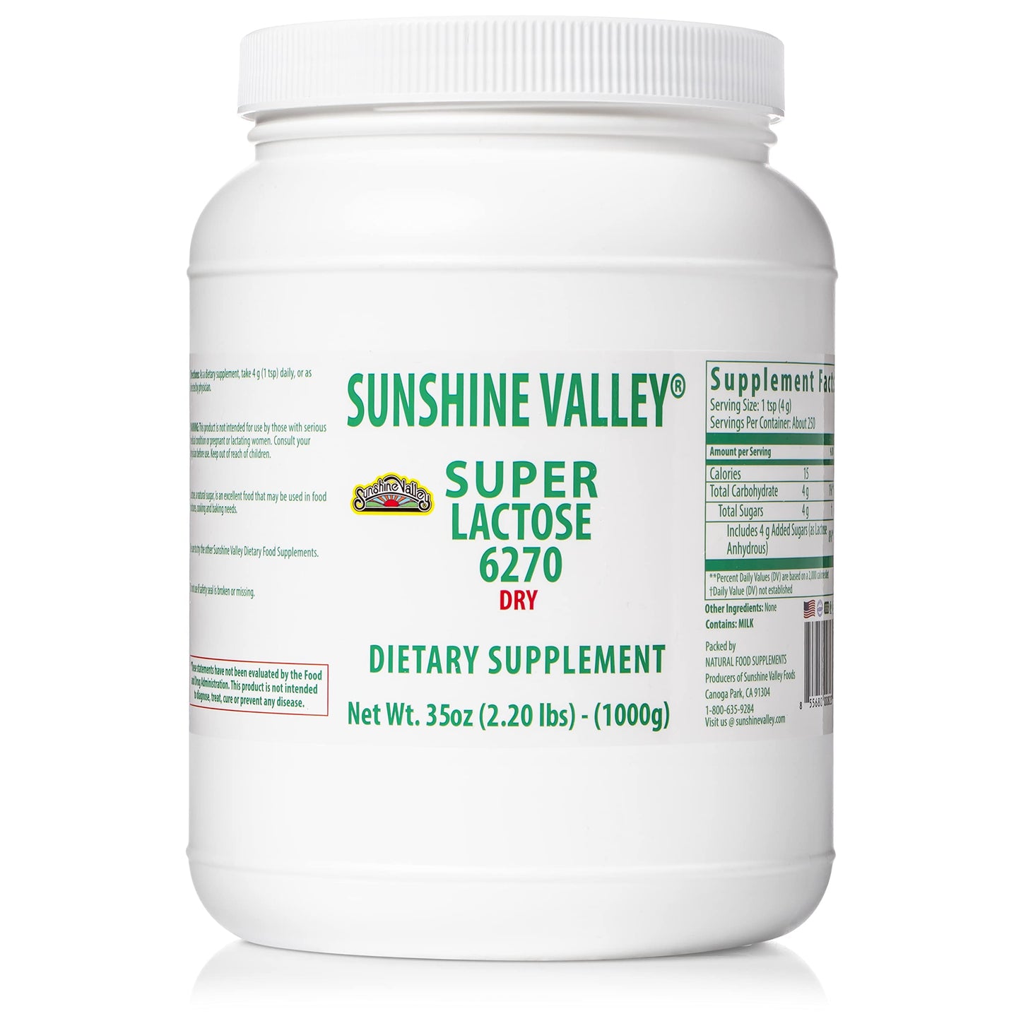 Sunshine Valley Super Lactose Dry Powder – Natural Sweetener & Baking Enhancer (35 oz)