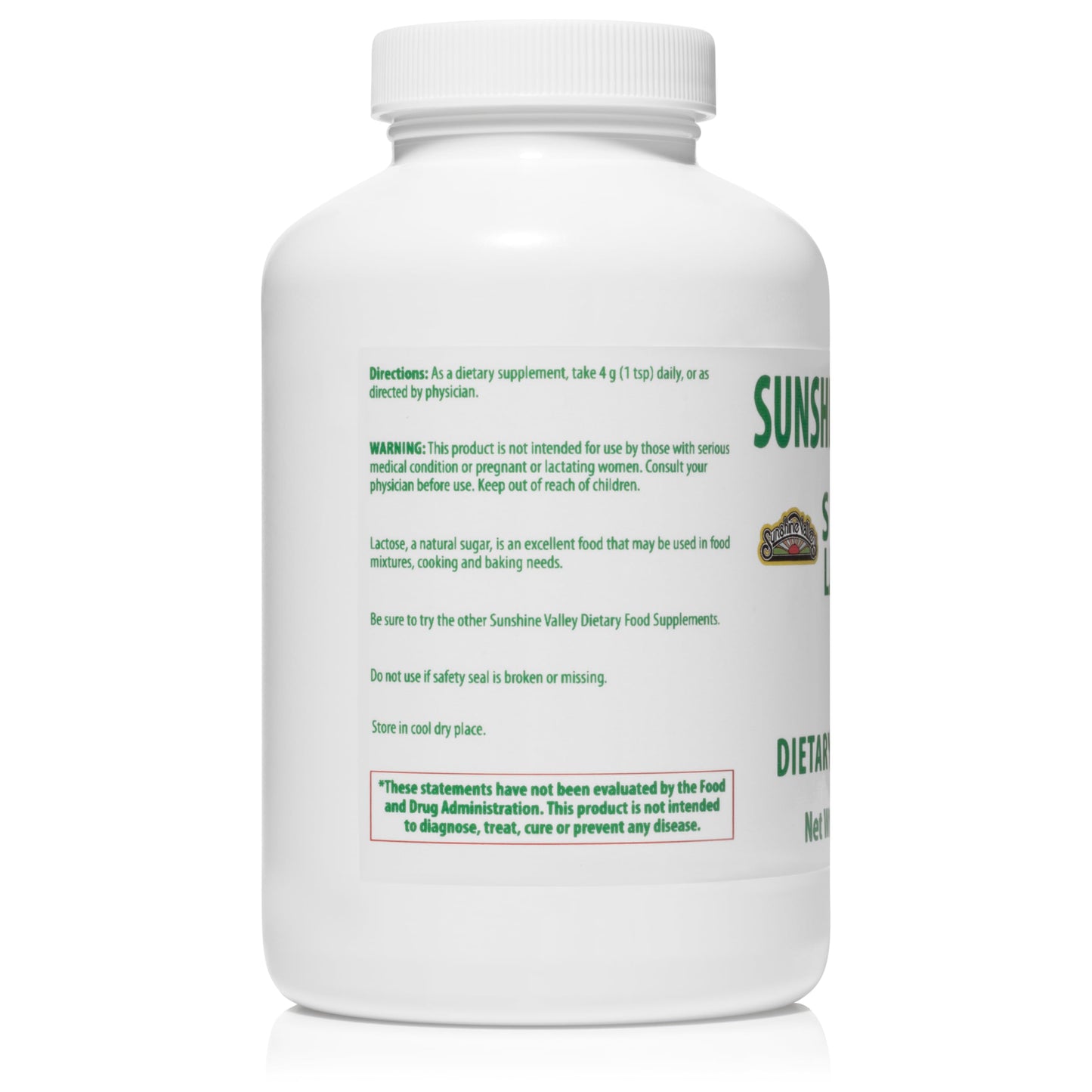Sunshine Valley® Super Lactose Dry Powder – Free Flow Pour | Natural Sweetener & Baking Enhancer, 8 oz