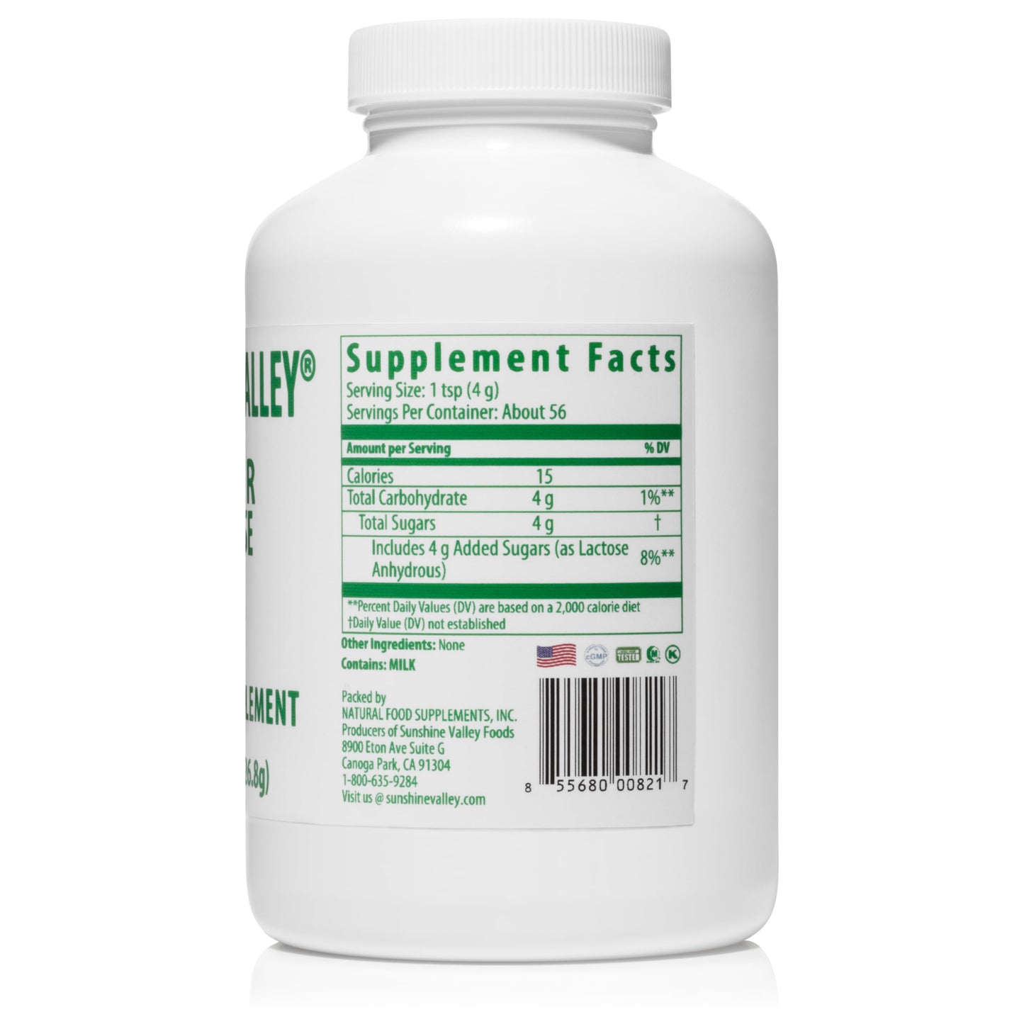 Sunshine Valley® Super Lactose Dry Powder – Free Flow Pour | Natural Sweetener & Baking Enhancer, 8 oz