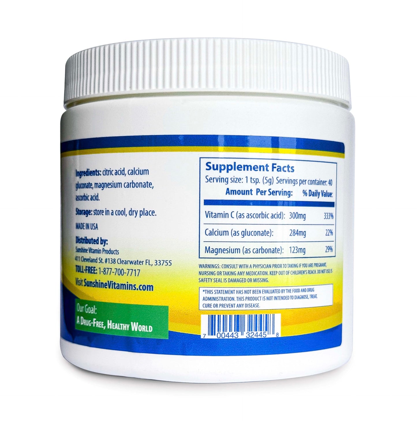 Sunshine Vitamins Instant CalMag-C - Fast-Acting Calcium, Magnesium & Vitamin C for Sleep