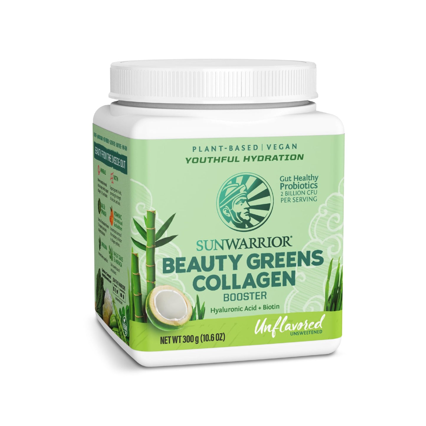 Sunwarrior Beauty Greens Collagen Booster – Unflavored, 10.6 oz (300 g)