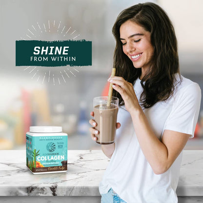 Sunwarrior Vegan Collagen Building Powder – Plant-Based Protein Peptides with Biotin, Vitamin C, Hyaluronic Acid | Dairy Free, Gluten Free | Chocolate