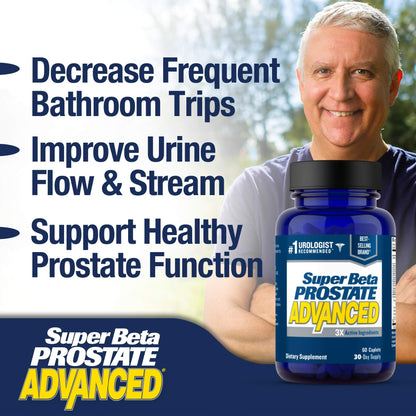 SUPER BETA PROSTATE Advanced – Beta Sitosterol Prostate Support (3-Pack, 180 Caplets)