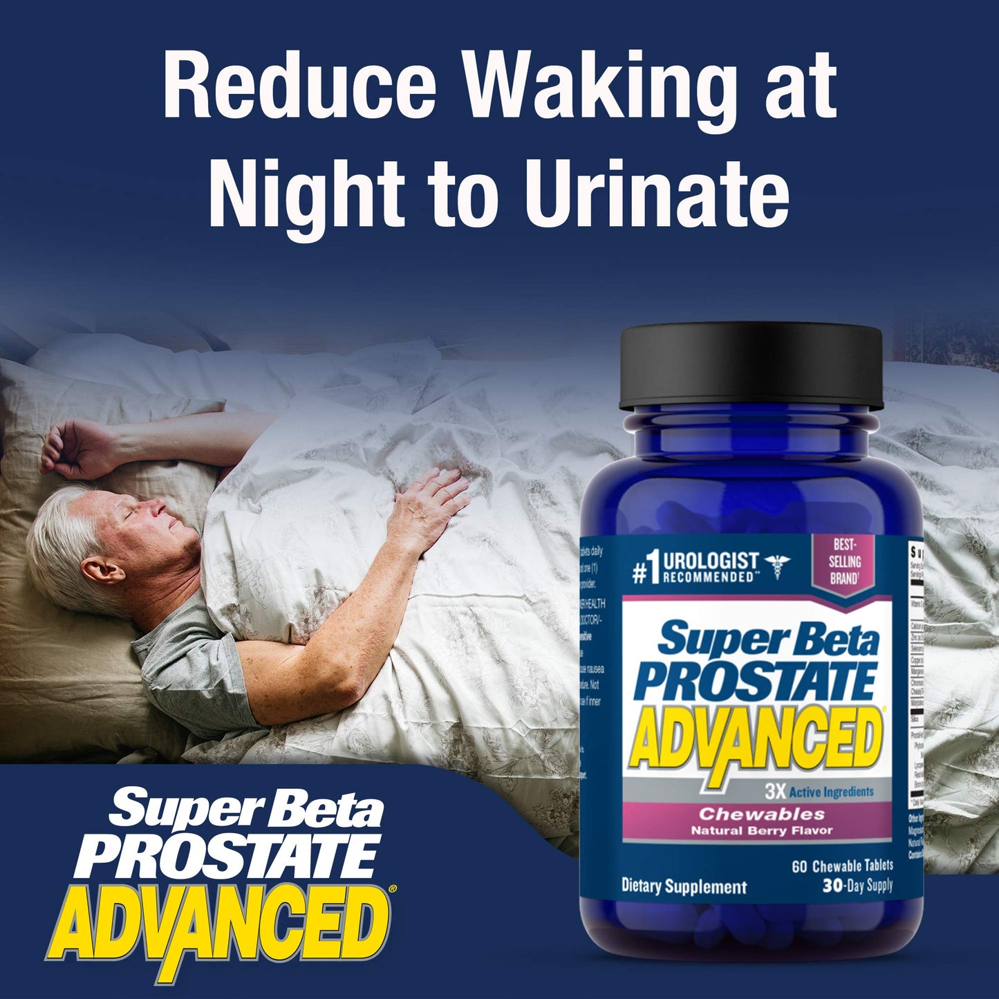 SUPER BETA PROSTATE Advanced Chewables – Prostate Support for Men's Health (60 Chews, 1 Bottle)