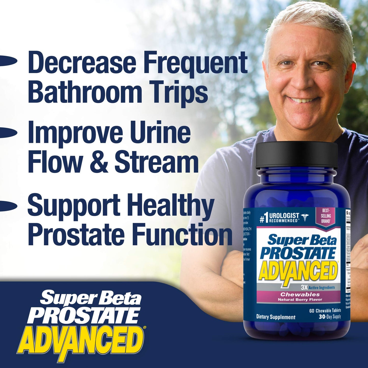 SUPER BETA PROSTATE Advanced Chewables – Prostate Support for Men's Health (60 Chews, 1 Bottle)